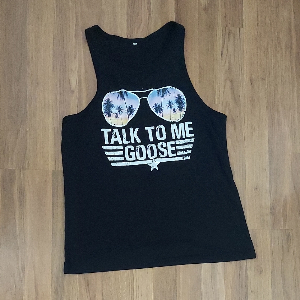 Black Tank Top with Graphic Print